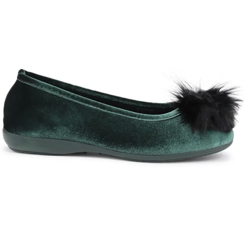 Erika Pom Pom Slippers - ERIKA / 322 776 - Green sold by Jones Bootmaker