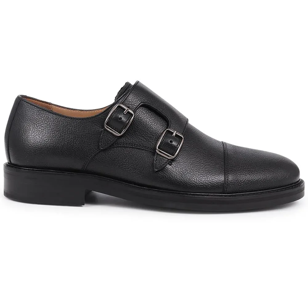 Ollie Leather Monk Shoes - OLLIE / 325 751 - Black Grain sold by Jones Bootmaker