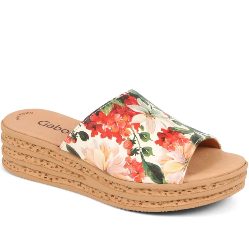 Ali Leather Slip On Sandals - GAB37508 / 323 539 - Floral sold by Jones Bootmaker