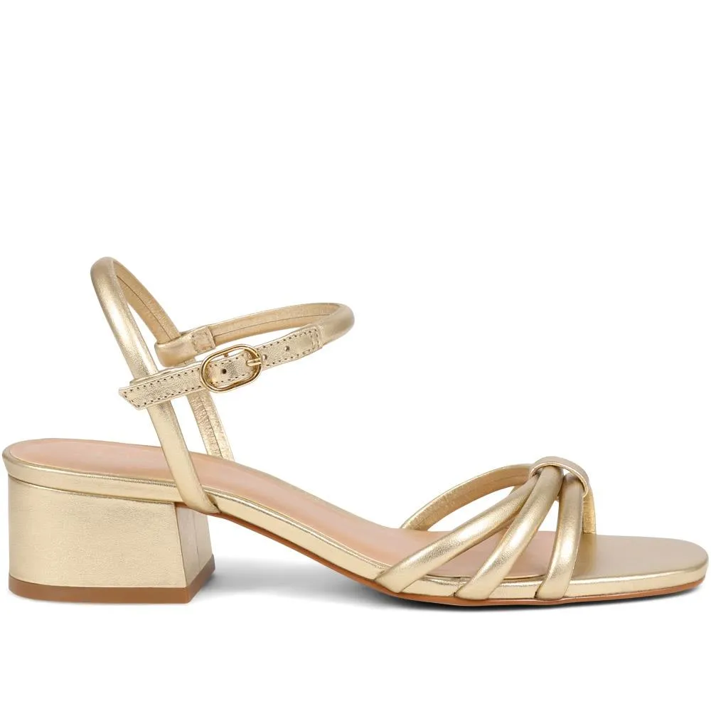 Hollie Heeled Leather Sandals - HOLLIE / 325 220 - Gold sold by Jones Bootmaker