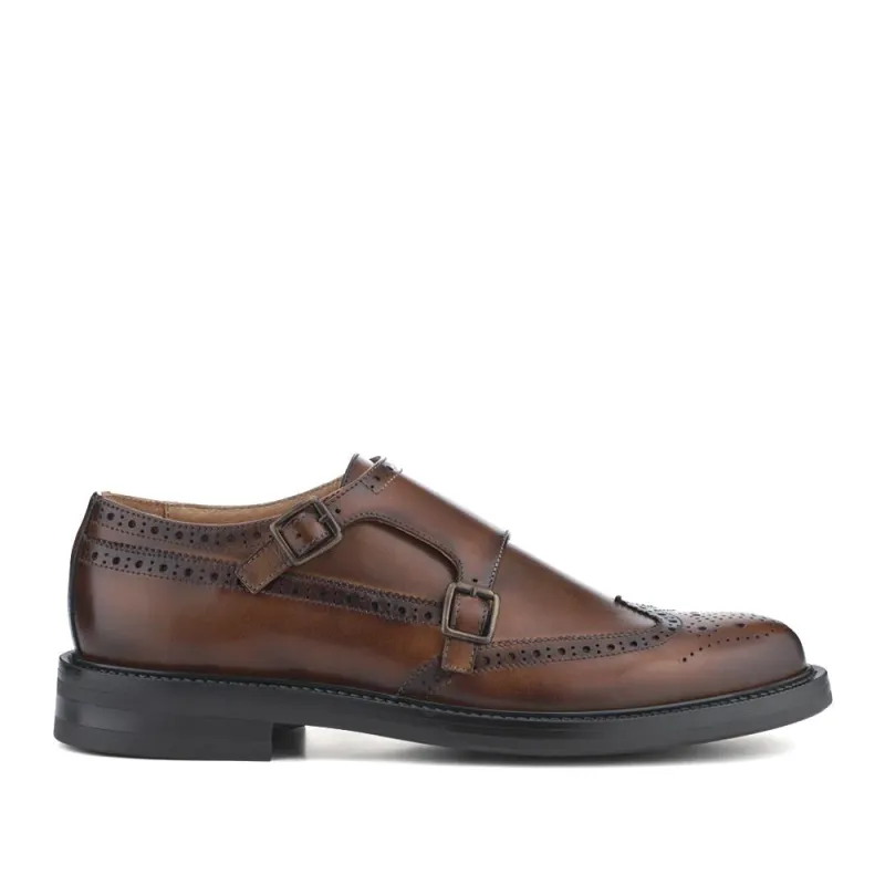Nathan Leather Double Monk Shoes - NATHAN / 328 501 - Tan sold by Jones Bootmaker
