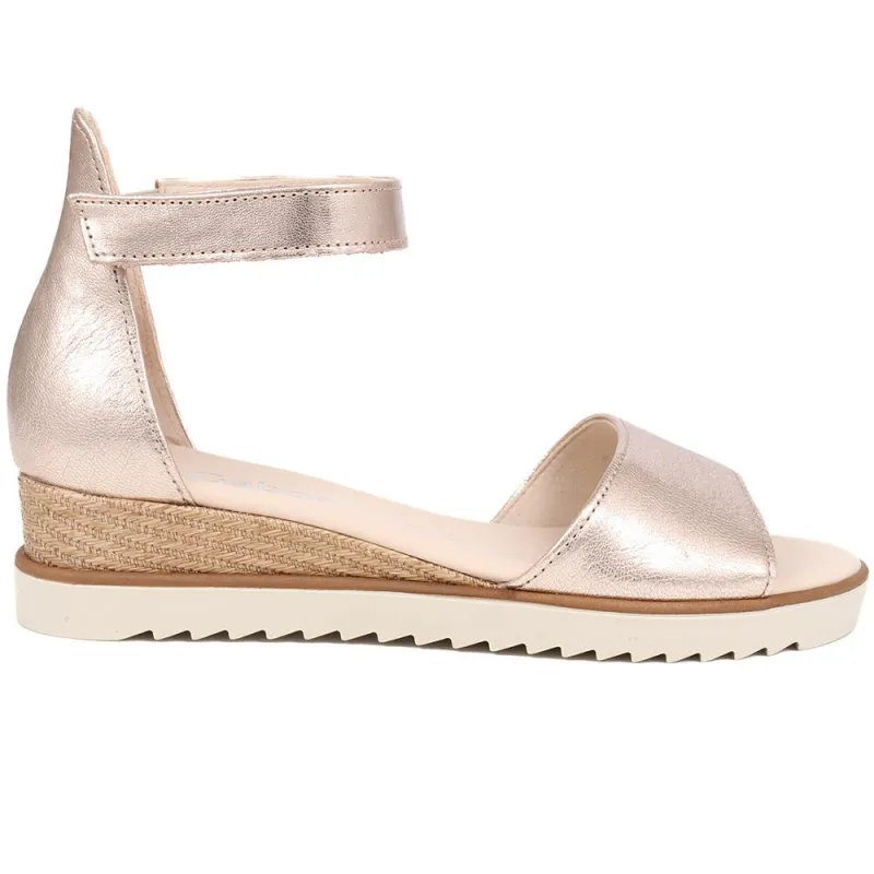 Ticho Leather Wedge Sandals  - GAB39504 / 325 077 - Pewter sold by Jones Bootmaker