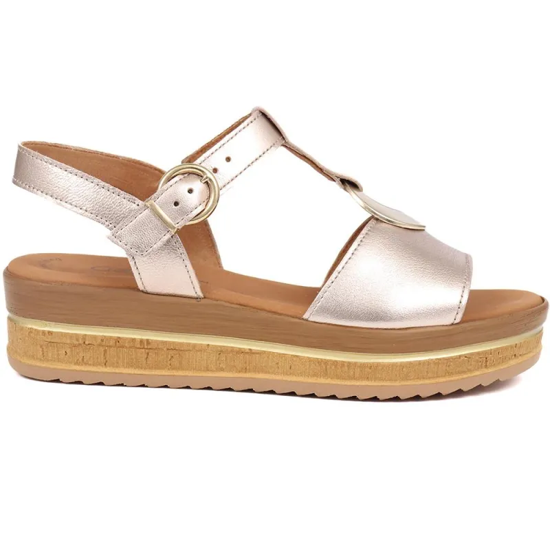 Leather Platform Sandals  - GAB39506 / 325 079 - Pewter sold by Jones Bootmaker