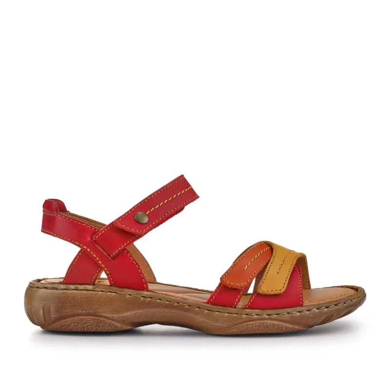 Leather Touch-Fasten Sandals - JOSEF41516 / 327 244 - Red Multi sold by Jones Bootmaker