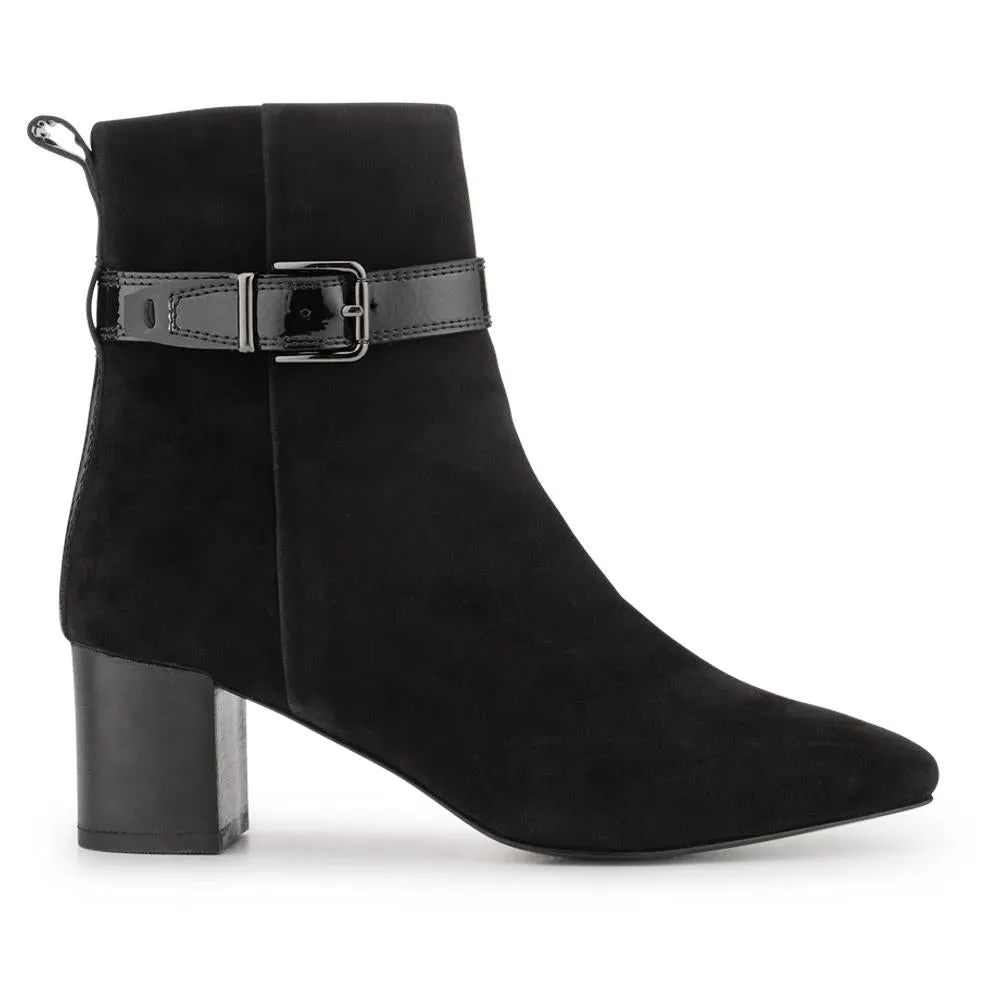 Nia Leather Buckle-Fasten Boots - NIA / 328 089 - Black Suede sold by Jones Bootmaker