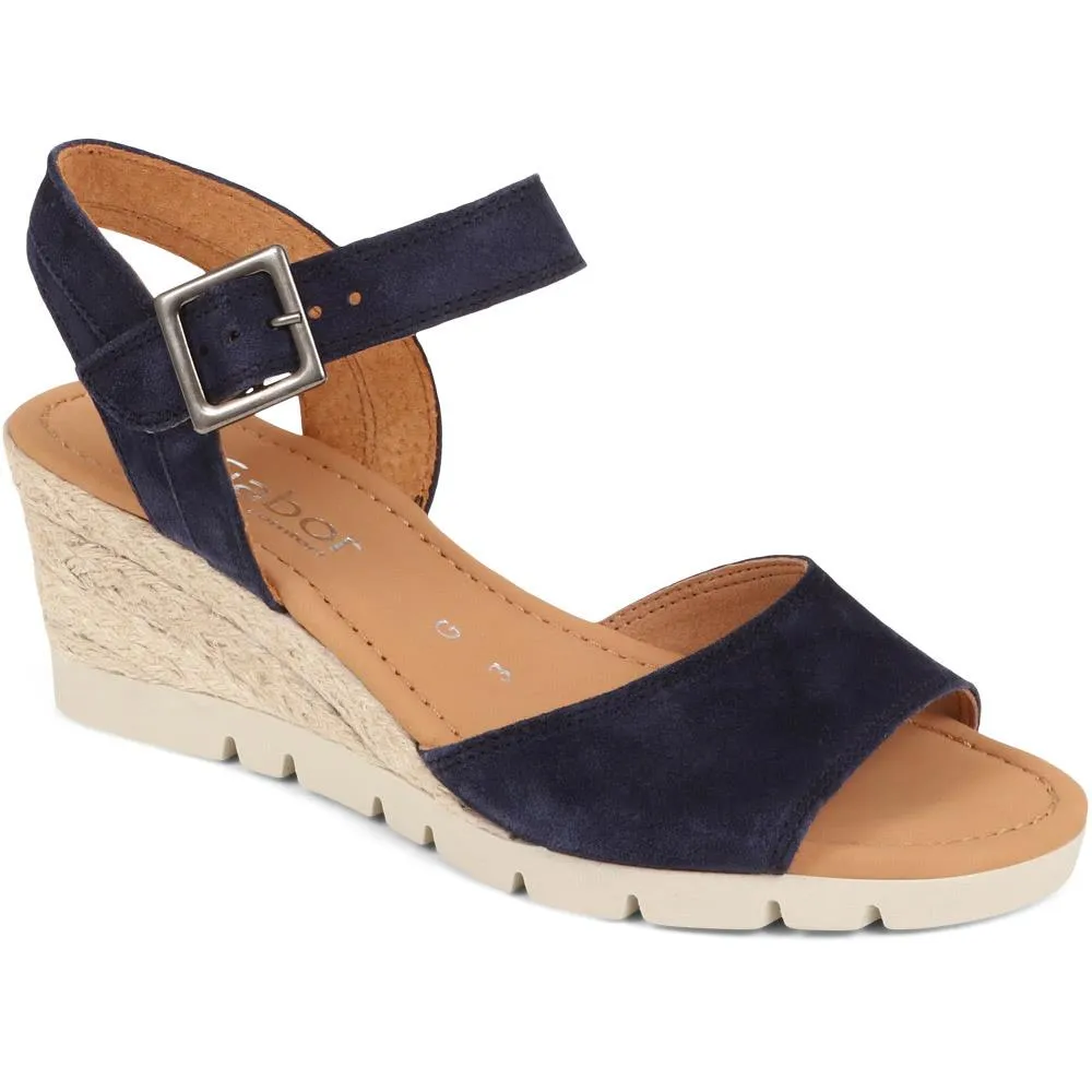 Nieve Two Strap Wedge Sandals - GAB31516 / 317 910 - Navy Suede sold by Jones Bootmaker