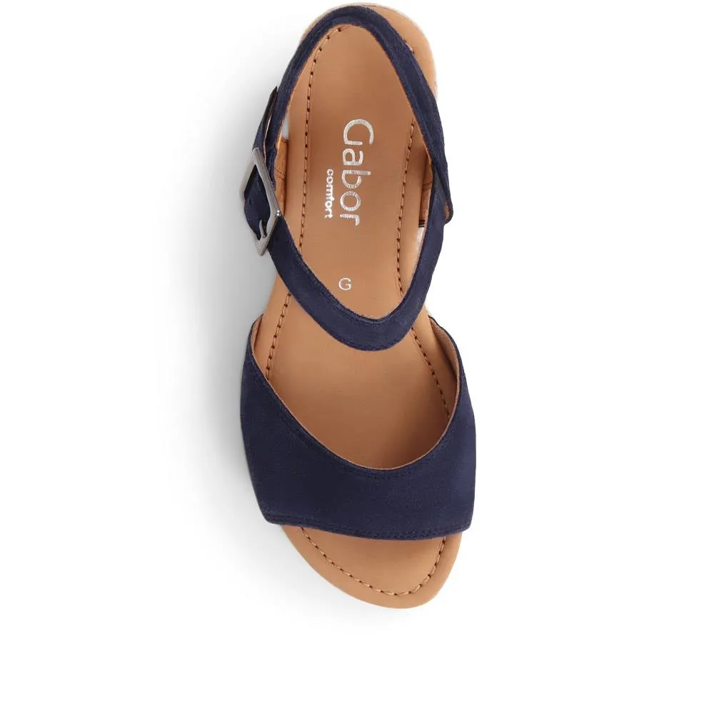 Nieve Two Strap Wedge Sandals - GAB31516 / 317 910 - Navy Suede sold by Jones Bootmaker product image thumbnail 3