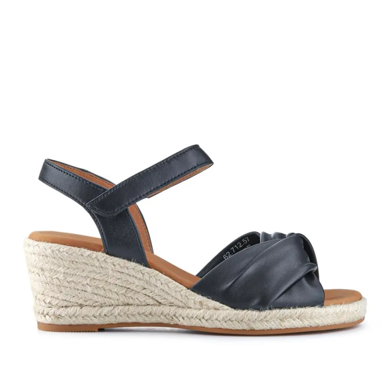 Moon Leather Wedge-Heel Espadrilles - GAB41505 / 326 987 - Black sold by Jones Bootmaker