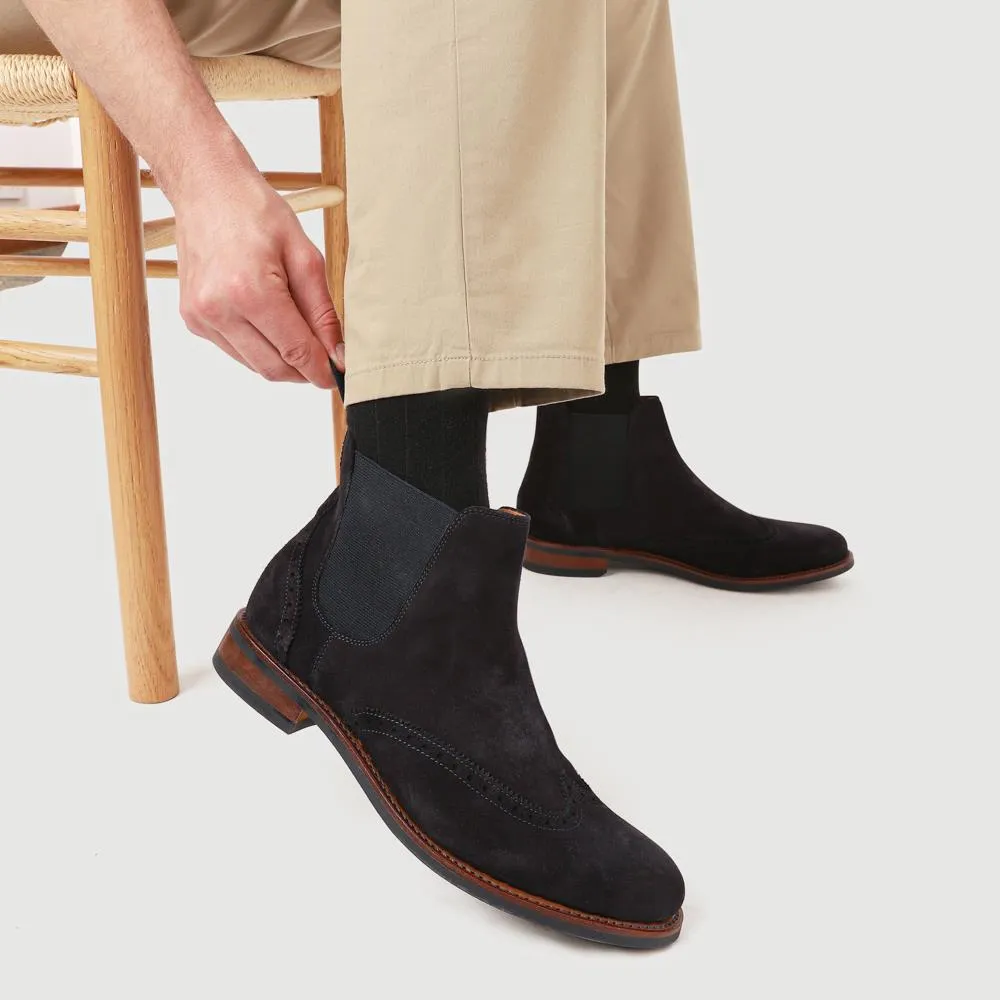 Barrett Goodyear Welted Leather Wingtip Boots - BARRETT / 327 962 - Navy Suede sold by Jones Bootmaker product image thumbnail 5