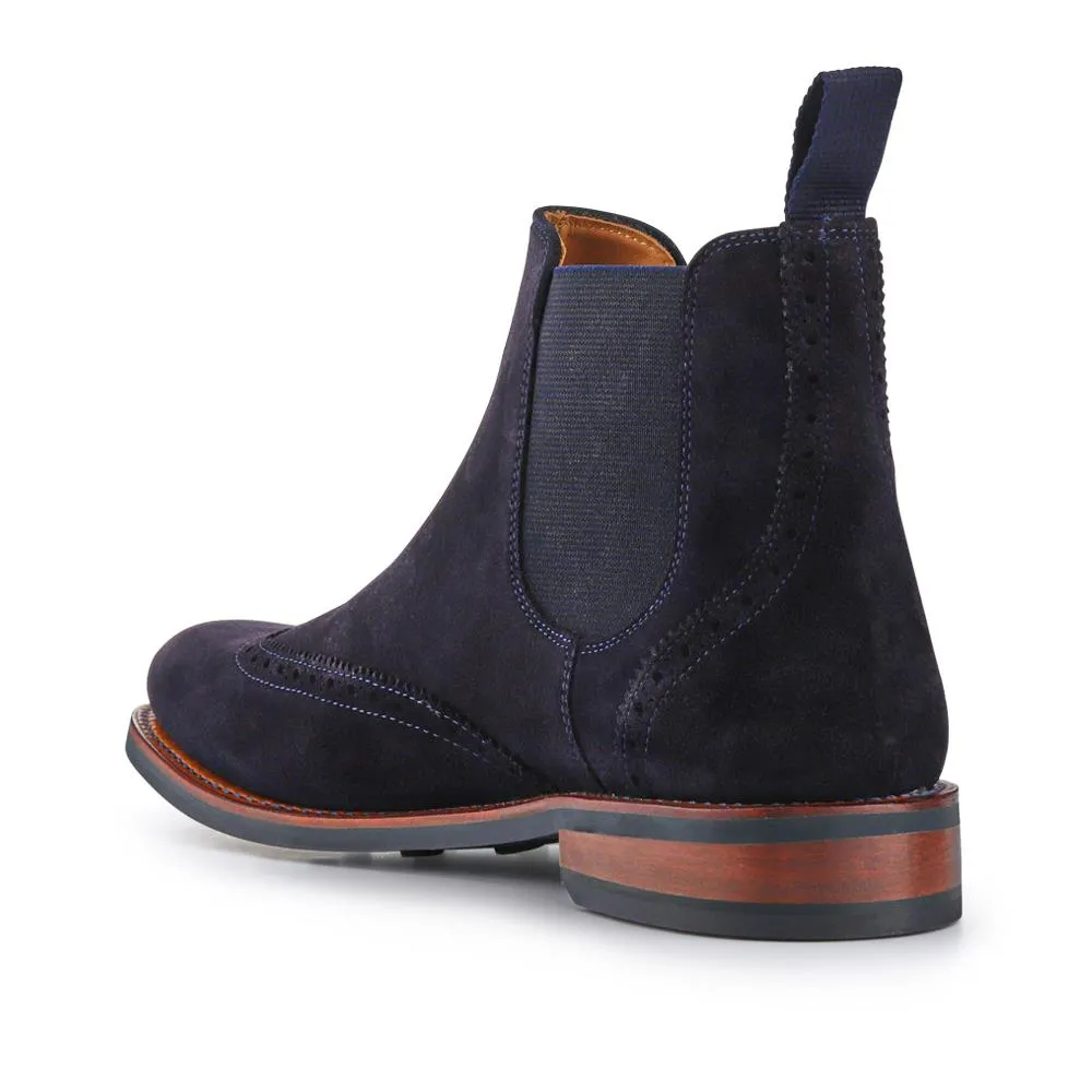 Barrett Goodyear Welted Leather Wingtip Boots - BARRETT / 327 962 - Navy Suede sold by Jones Bootmaker product image thumbnail 3