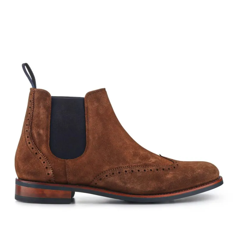 Barrett Goodyear Welted Leather Wingtip Boots - BARRETT / 327 962 - Brown Suede sold by Jones Bootmaker