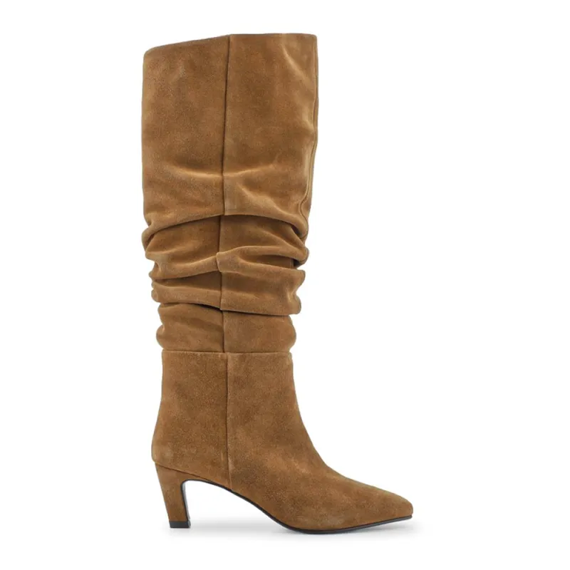 Darlina Leather Slouch Long Boots - DARLINA / 328 083 - Tan Suede sold by Jones Bootmaker