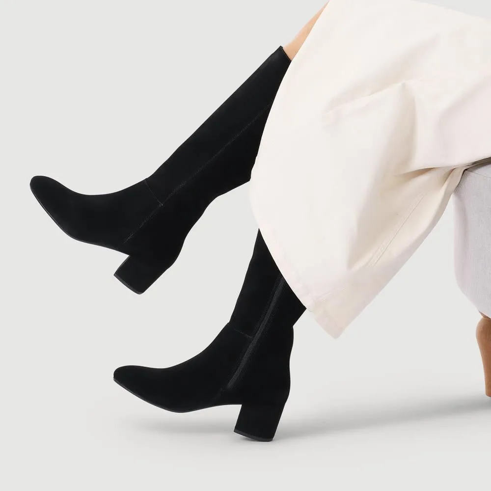 LouLou1 Extra Slim Calf Fit Leather Long Boots - LOULOU1XS / 328 287 - Black Suede sold by Jones Bootmaker product image thumbnail 5