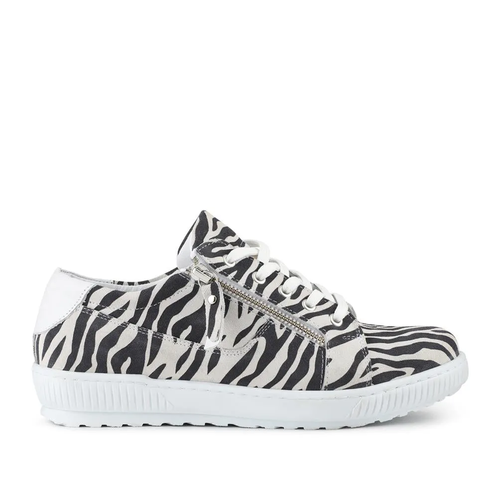 Padova Wide-Fit Leather Trainers - PADOVAWIDE / 326 787 - Zebra sold by Jones Bootmaker