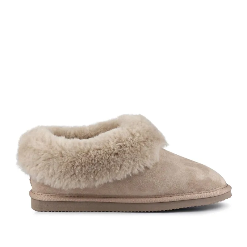 Froda Sheepskin-Lined Slippers - FRODA / 328 492 - Taupe sold by Jones Bootmaker