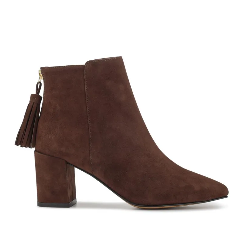 Keily Leather Pointed-Toe Boots - KEILY / 328 289 - Chocolate Suede sold by Jones Bootmaker