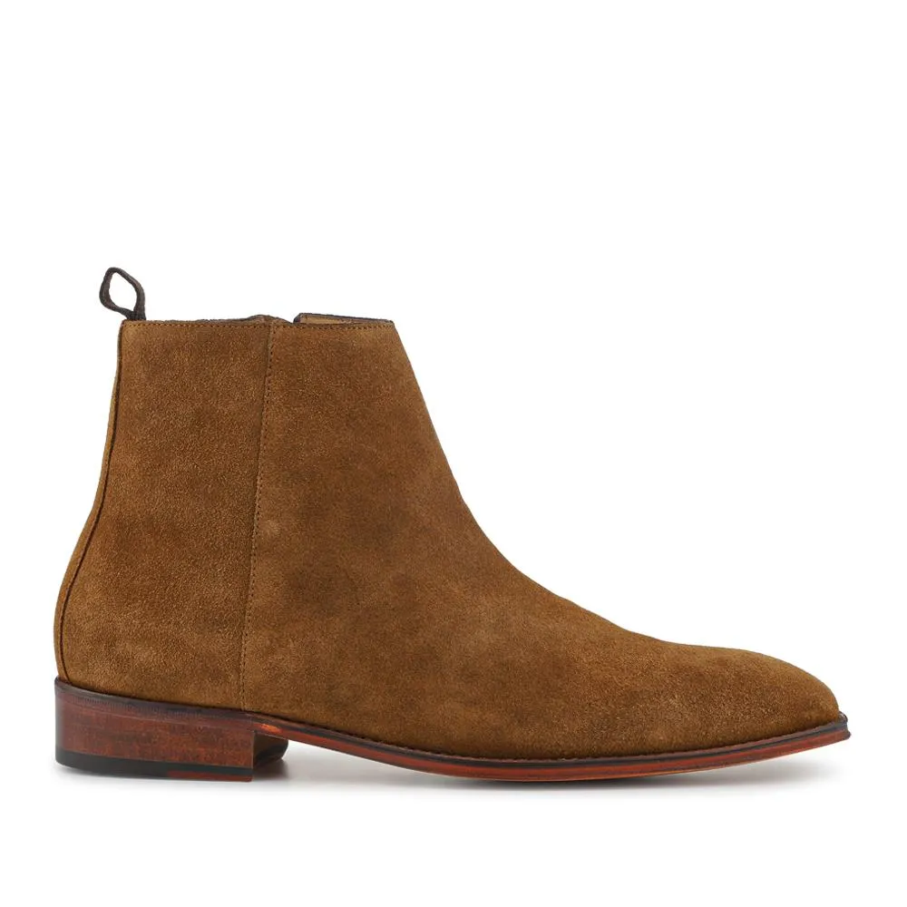 Flaxen Leather Ankle Boots - FLAXEN / 325 744 - Tan Suede sold by Jones Bootmaker
