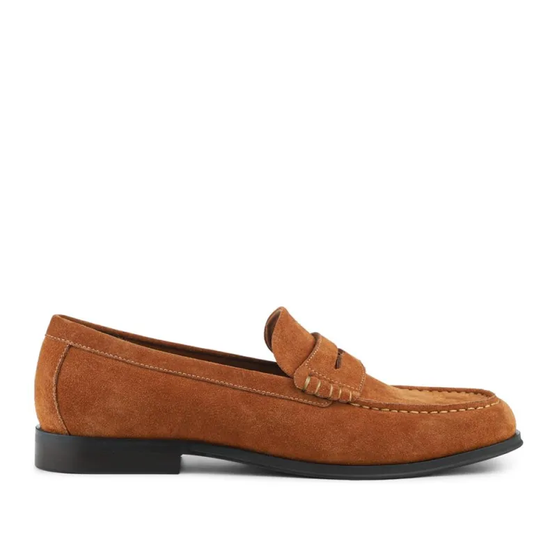 Quadir Slip On Leather Penny Loafers - QUADIR / 328 620 - Tan Suede sold by Jones Bootmaker
