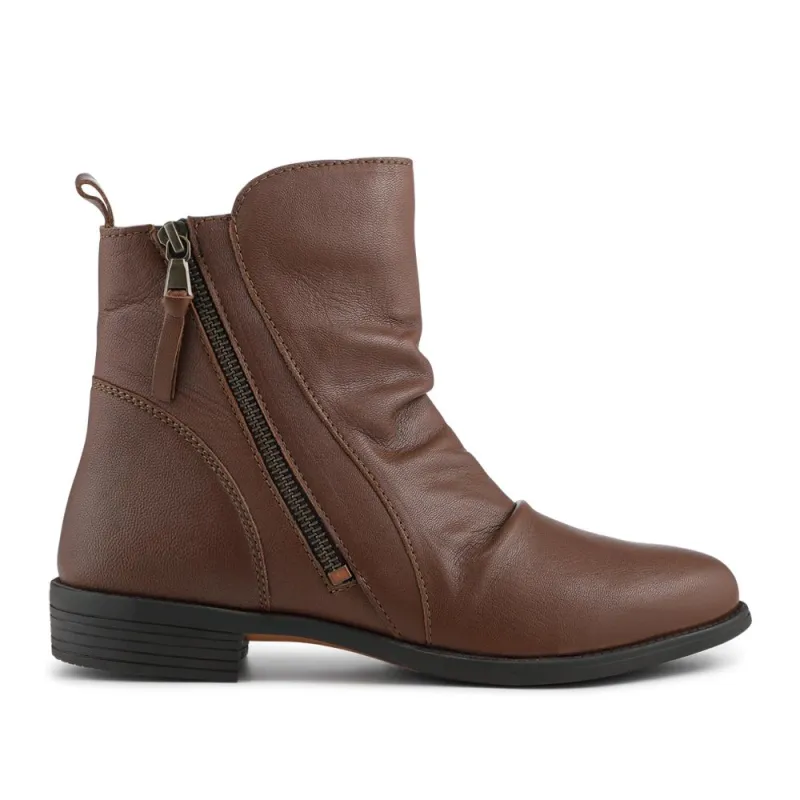 Nectar2 Leather Slouch Ankle Boots - NECTAR2 / 328 166 - Dark Tan sold by Jones Bootmaker