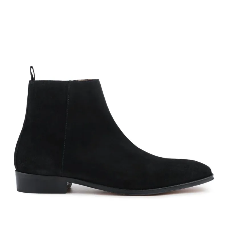 Flaxen Leather Ankle Boots - FLAXEN / 325 744 - Black Suede sold by Jones Bootmaker