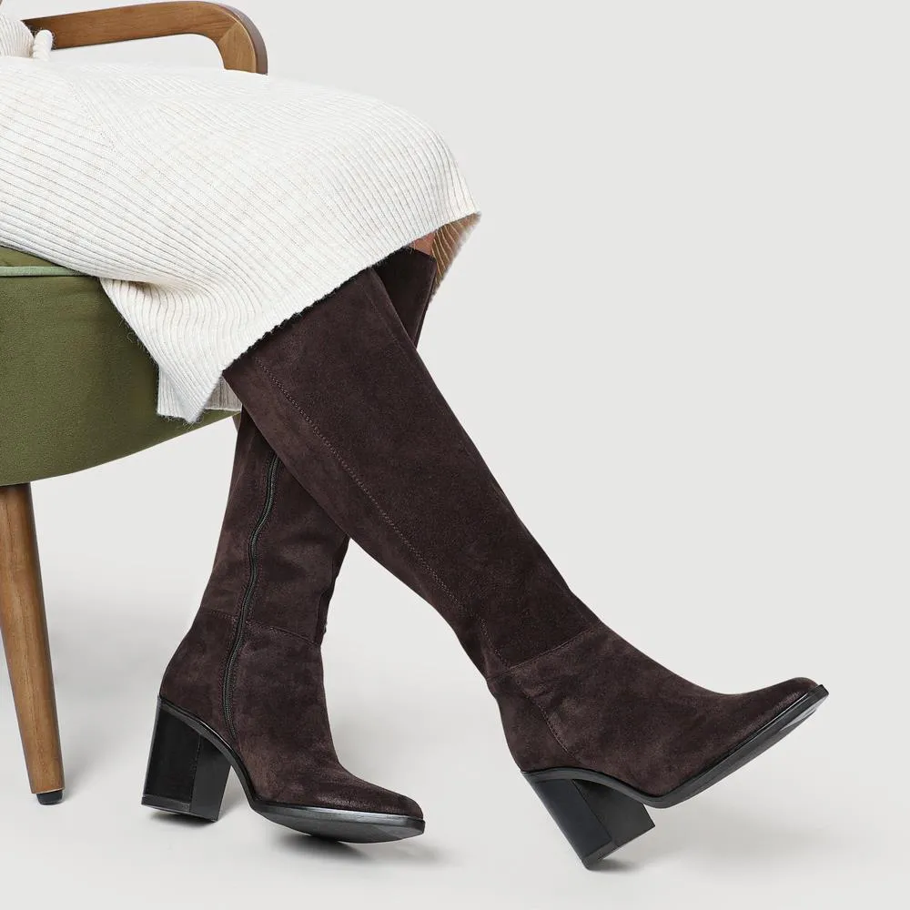 Cagliari Medium Calf Fit Knee-High Boots - CAGLIARIM / 321 031 - Chocolate Suede sold by Jones Bootmaker product image thumbnail 5