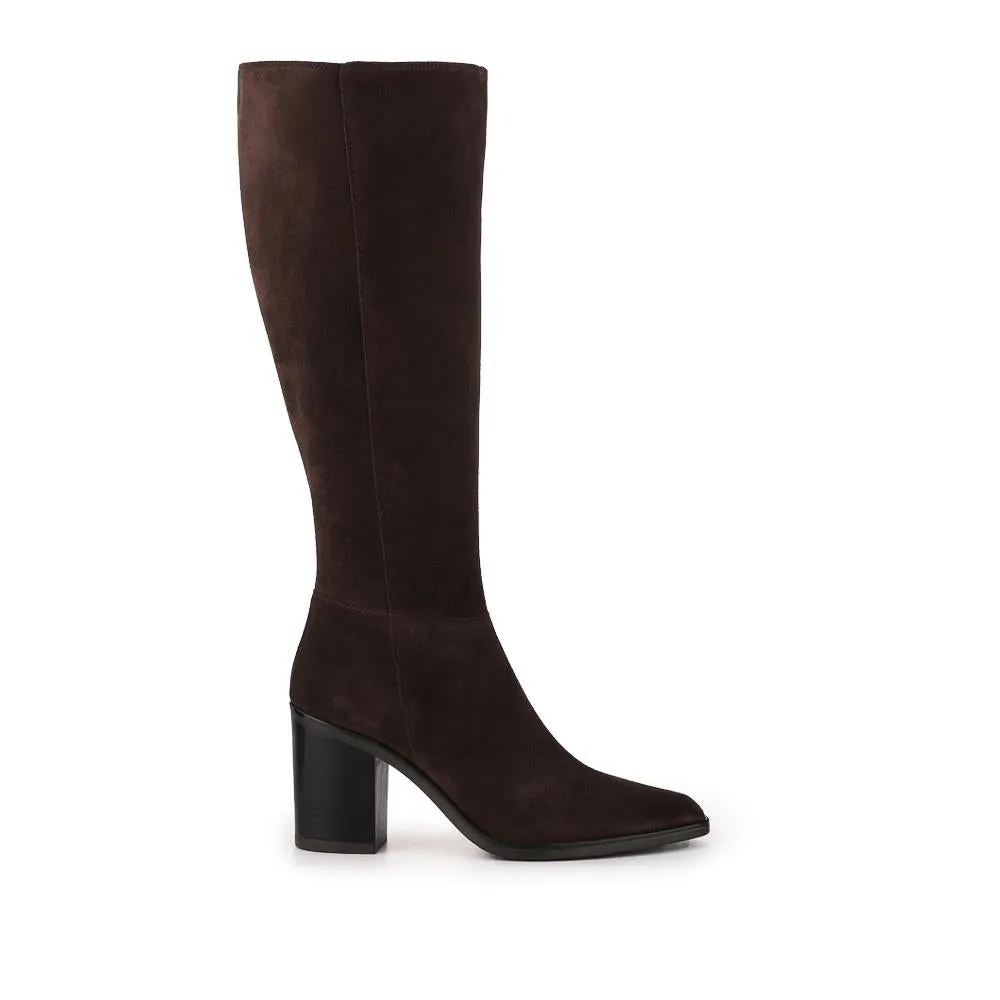 Cagliari Medium Calf Fit Knee-High Boots - CAGLIARIM / 321 031 - Chocolate Suede sold by Jones Bootmaker