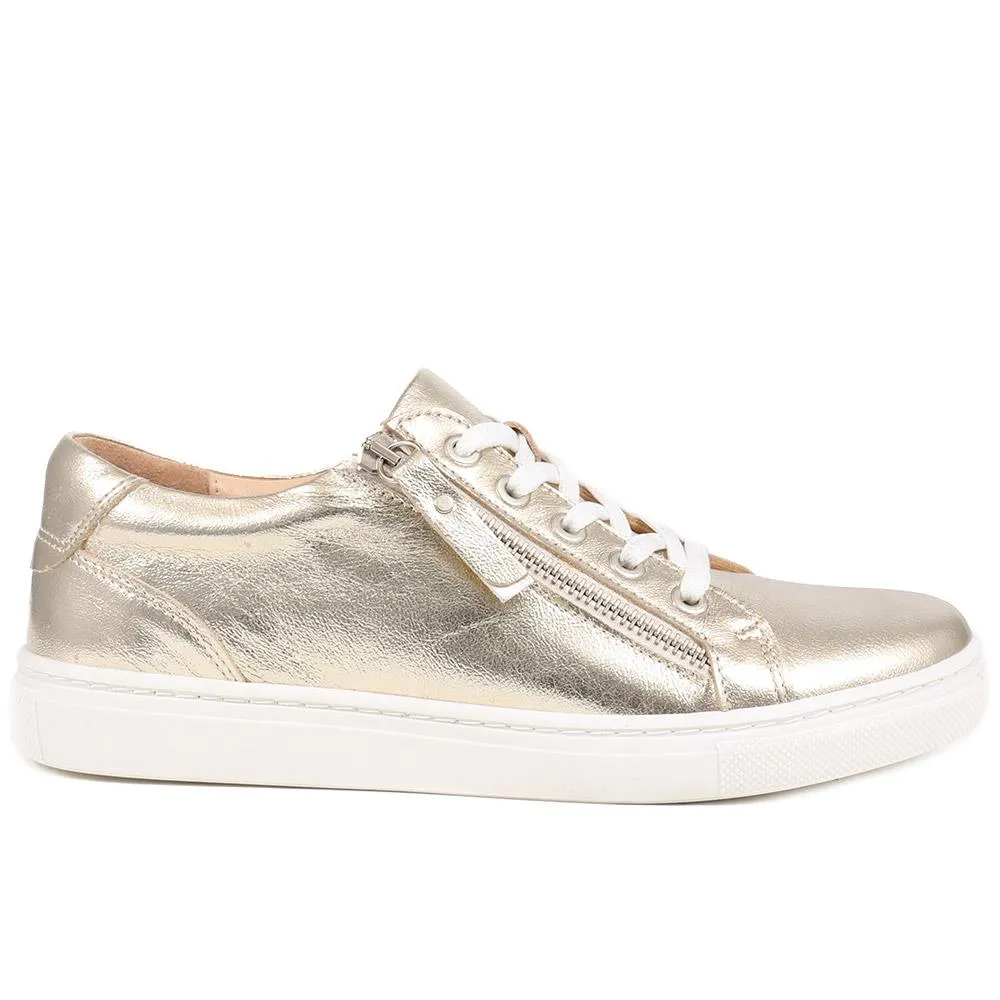 Padova2 Leather Lace-Up Trainers - PADOVA2 / 324 917 - Gold sold by Jones Bootmaker