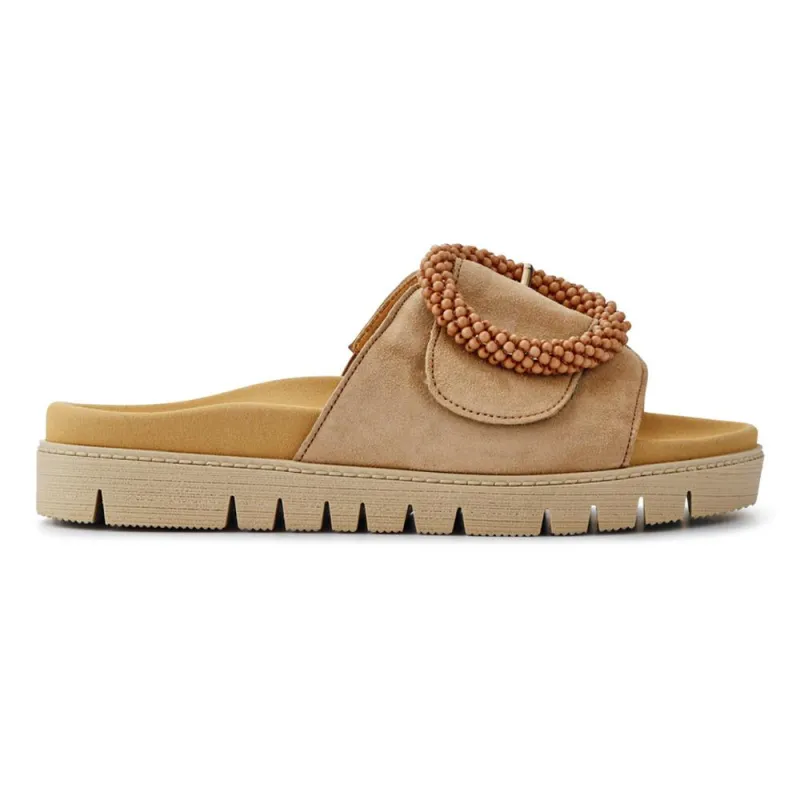 Everly Gabor Leather Chunky Mule Sandals - GAB41507 / 326 988 - Taupe sold by Jones Bootmaker