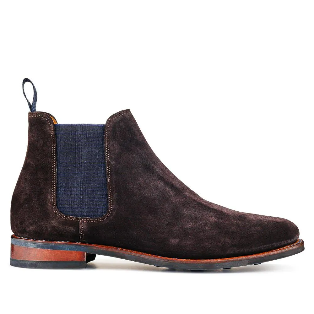 Bayridge Leather Chelsea Boots - BAYRIDGE2 / 324 403 - Dark Brown Suede sold by Jones Bootmaker