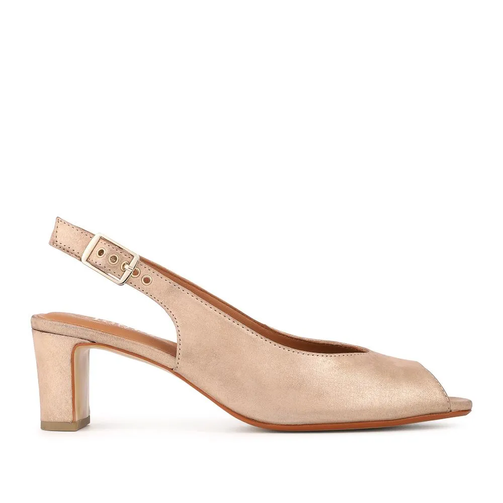 Xiomara Leather Slingback Court Shoes - XIOMARA / 327 552 - Gold Leather sold by Jones Bootmaker product image thumbnail 3