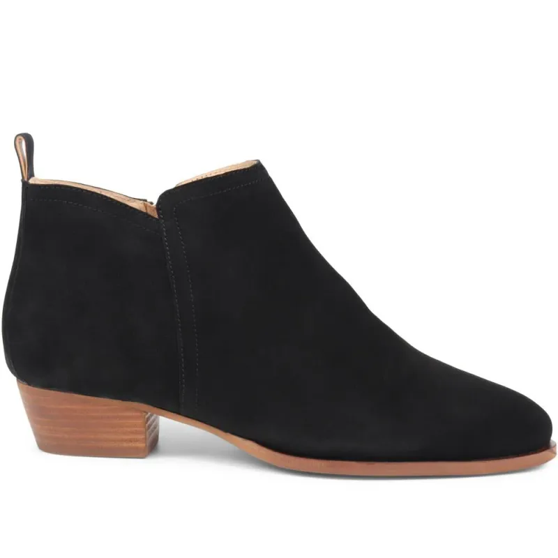 Florie Heeled Leather Ankle Boots - FLORIE / 324 290 - Black sold by Jones Bootmaker