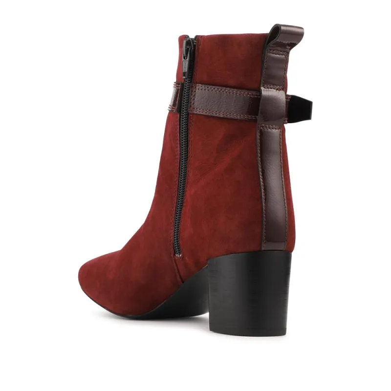 Nia Leather Buckle-Fasten Boots - NIA / 328 089 - Dark Red Suede sold by Jones Bootmaker