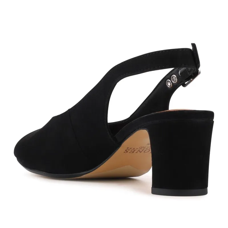 Xiomara Leather Slingback Court Shoes - XIOMARA / 327 552 - Black Suede sold by Jones Bootmaker