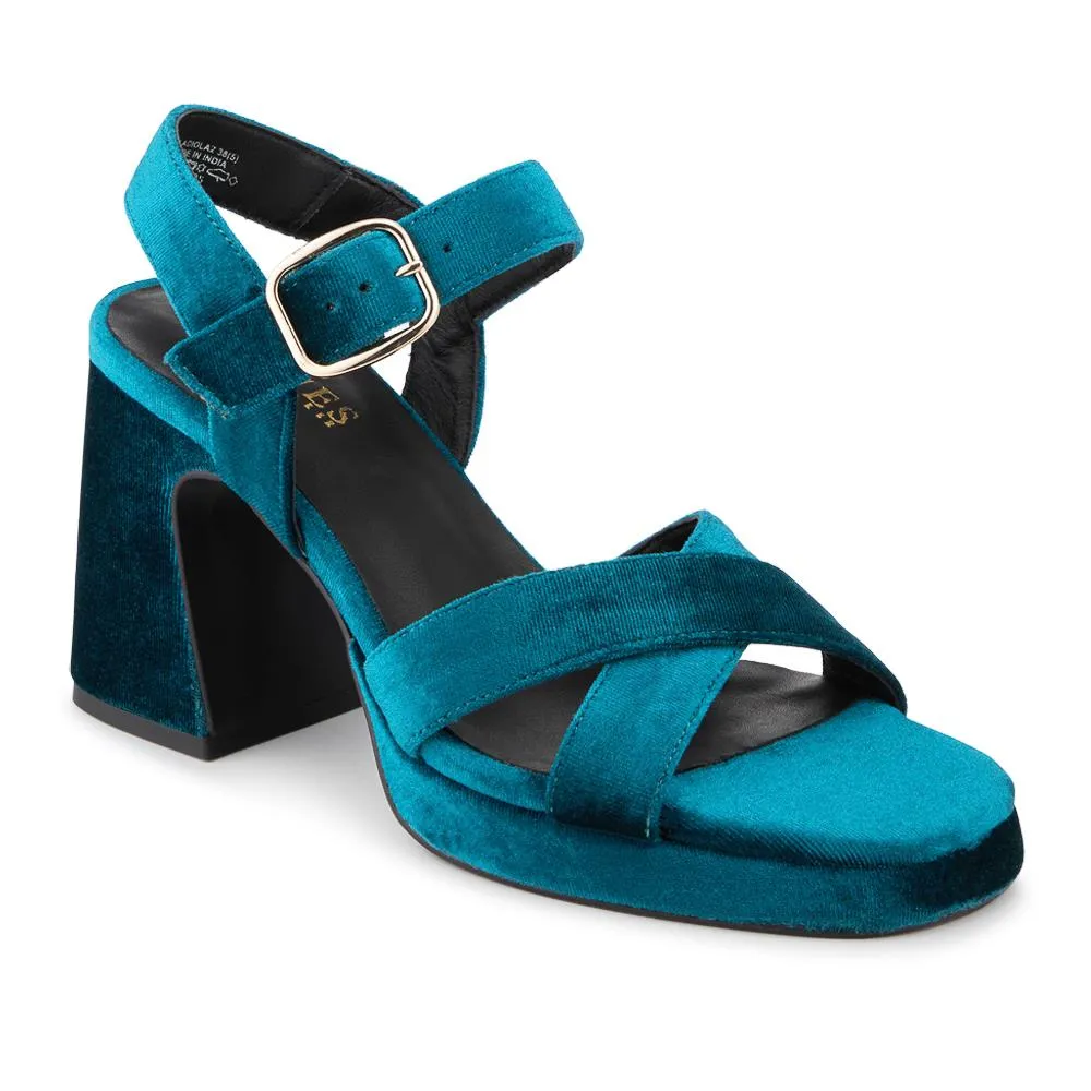 Gladiola2 Leather Platform Sandals - GLADIOLA2 / 325 048 - Teal Velvet sold by Jones Bootmaker product image thumbnail 2