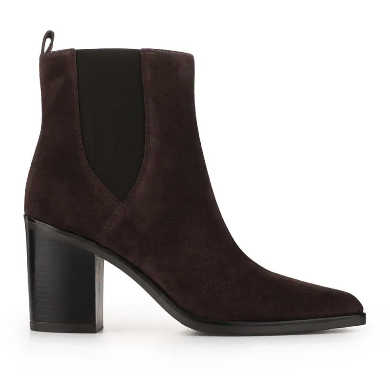 Kalamata Heeled Ankle Boots - KALAMATA / 325 867 - Chocolate Suede sold by Jones Bootmaker