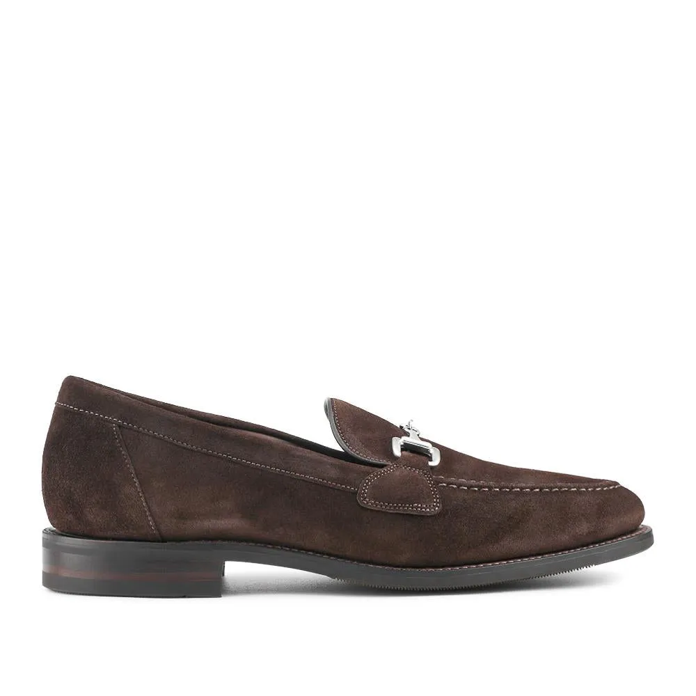 Loake Leather Buckled Loafers - LOA42500 / 328 636 - Dark Brown Suede sold by Jones Bootmaker