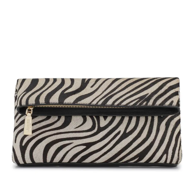 Wylie Fold-Over Metallic Clutch - WYLIE / 323 893 - Zebra sold by Jones Bootmaker