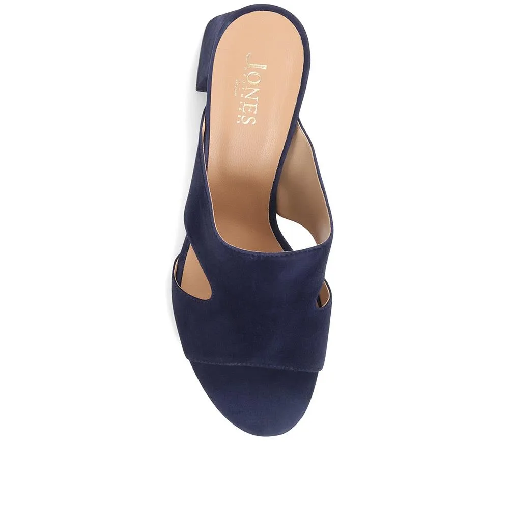 Kennedi Leather Heeled Mule Sandals - KENNEDI / 323 635 - Navy sold by Jones Bootmaker product image thumbnail 4