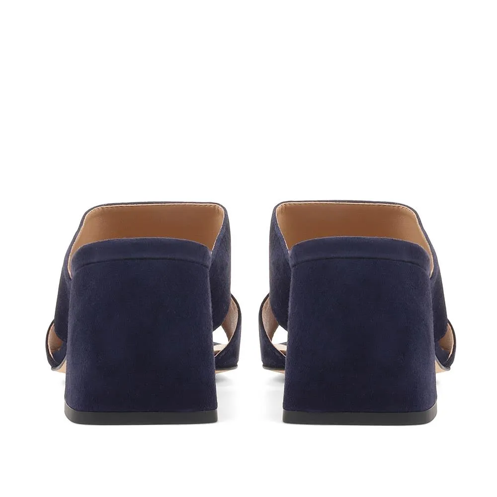 Kennedi Leather Heeled Mule Sandals - KENNEDI / 323 635 - Navy sold by Jones Bootmaker product image thumbnail 3