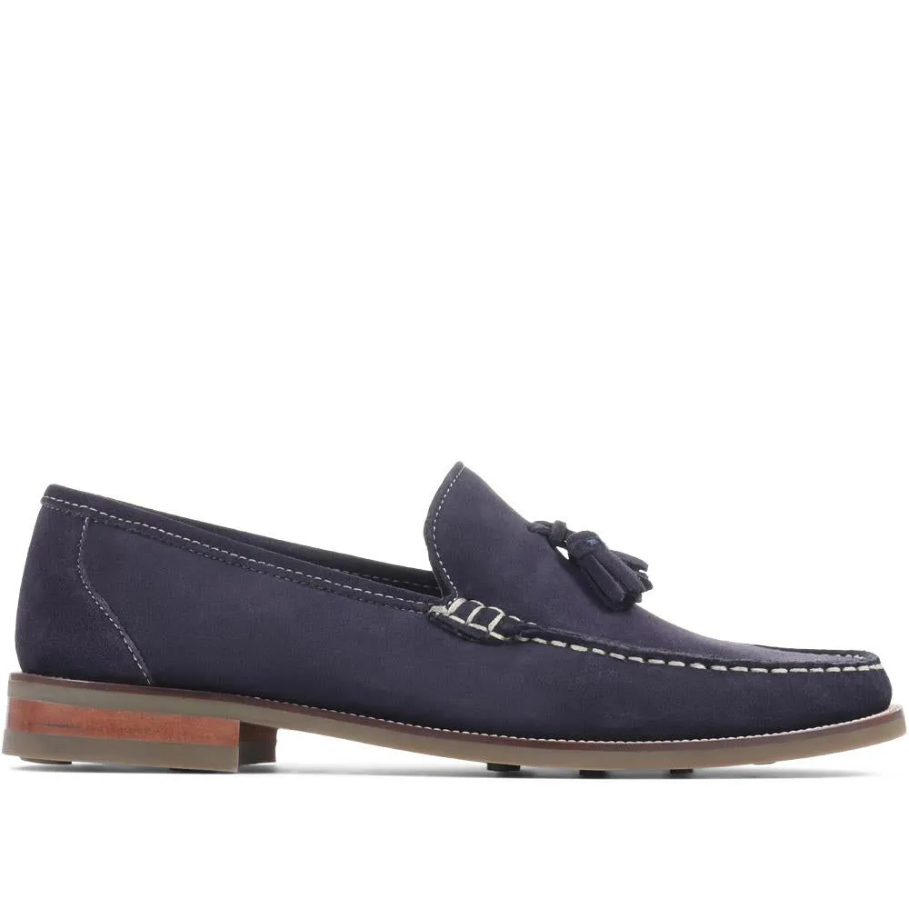 Ronan Leather Tassel Loafers - RONAN / 323 414 - Navy Suede sold by Jones Bootmaker