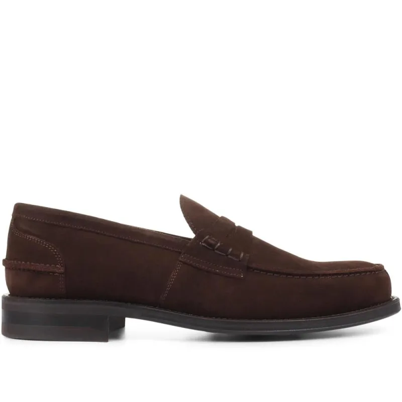 Chorleywood Leather Penny Loafers - CHORLEYWOOD / 319 291 - Brown Suede sold by Jones Bootmaker