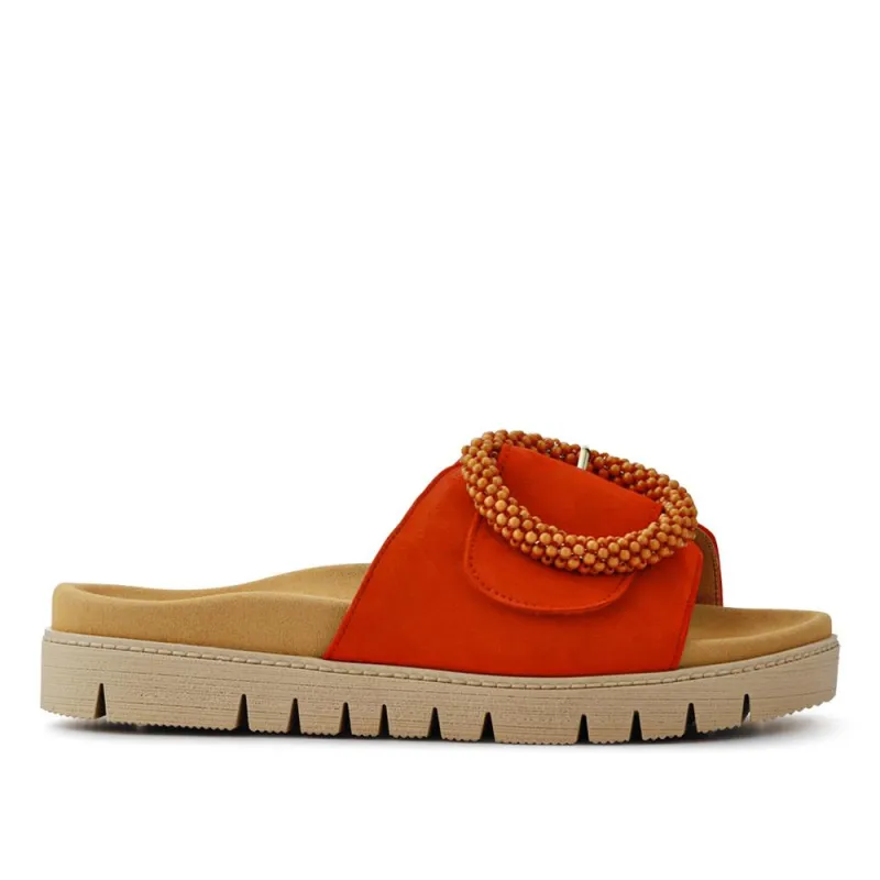 Everly Gabor Leather Chunky Mule Sandals - GAB41507 / 326 988 - Orange sold by Jones Bootmaker