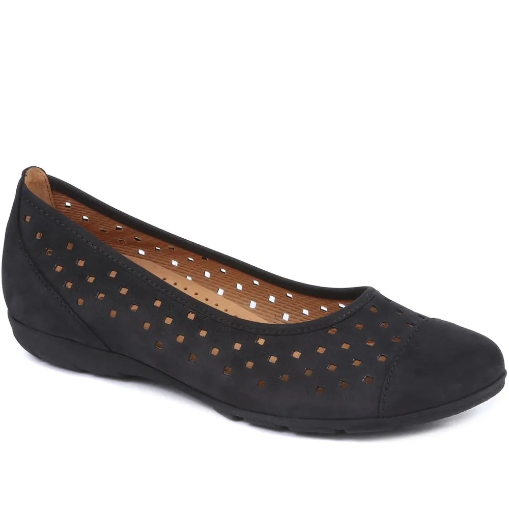 Ruffle Cut-Out Leather Pumps - GAB29571 / 314 659 - Navy sold by Jones Bootmaker product image thumbnail 3