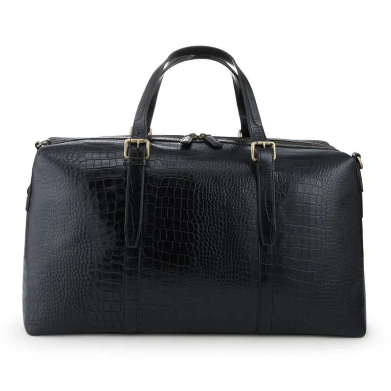 Waltz Leather Croc Pattern Weekend Bag - WALTZ / 328 163 - Black Croc sold by Jones Bootmaker