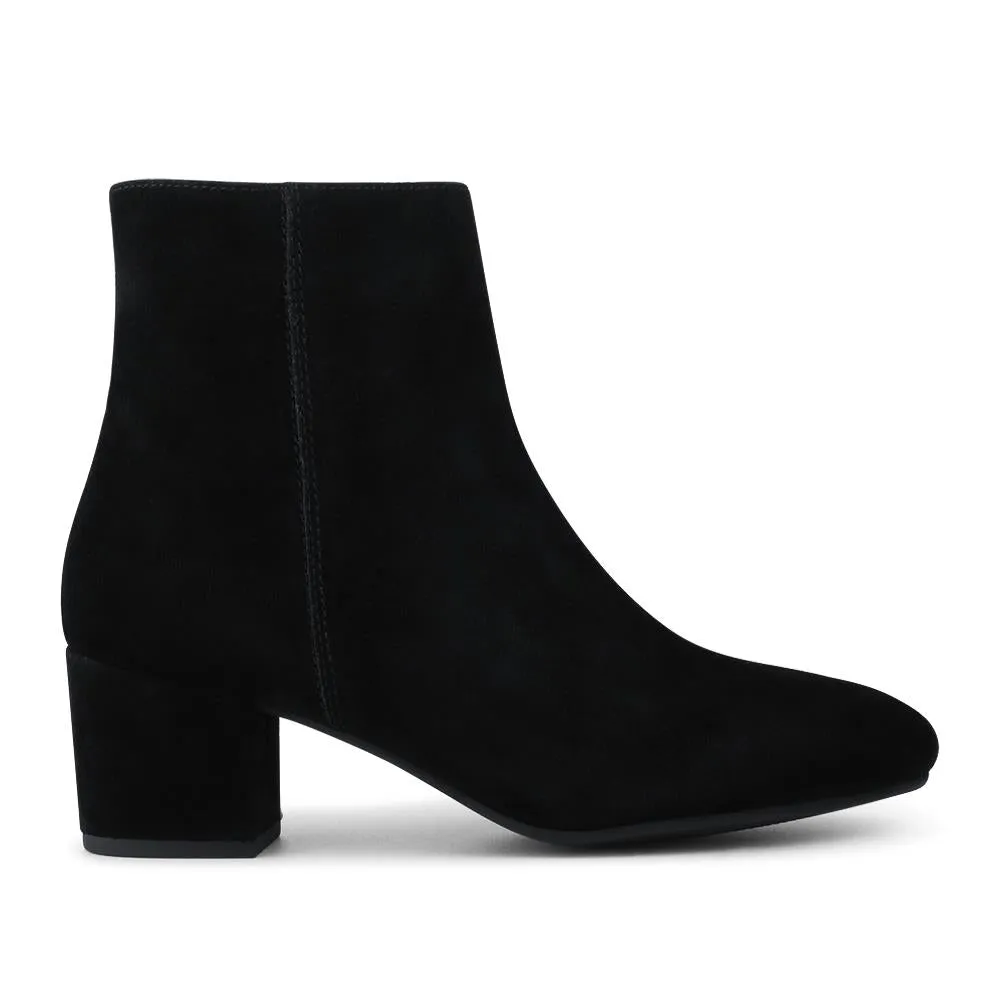 Kylee Smart Leather Zip Up Ankle Boots - KYLEE / 328 285 - Black Suede sold by Jones Bootmaker