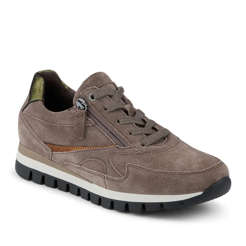 Gabor Wide Fit Leather Zip Fasten Trainers - GAB42542 / 328 955 - Khaki Suede sold by Jones Bootmaker product image thumbnail 2
