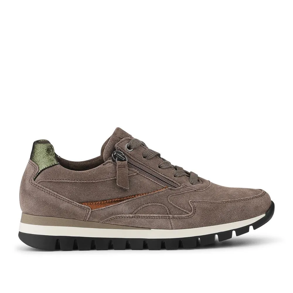 Gabor Wide Fit Leather Zip Fasten Trainers - GAB42542 / 328 955 - Khaki Suede sold by Jones Bootmaker product image thumbnail 3