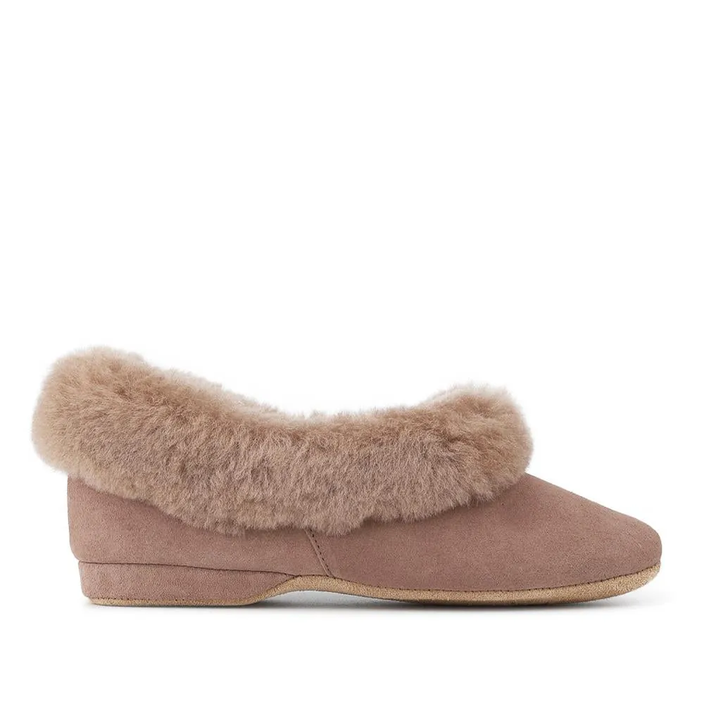 Drapers Jane Sheepskin Slippers - DRAPR42511 / 328 467 - Taupe Suede sold by Jones Bootmaker