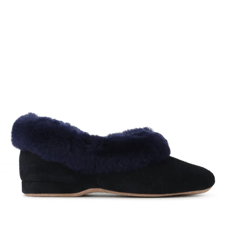 Drapers Jane Sheepskin Slippers - DRAPR42511 / 328 467 - Navy Suede sold by Jones Bootmaker