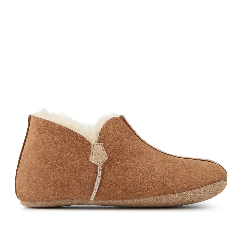 Drapers Glow Sheepskin Bootie Slippers - DRAPR42507 / 328 465 - Chestnut Suede sold by Jones Bootmaker
